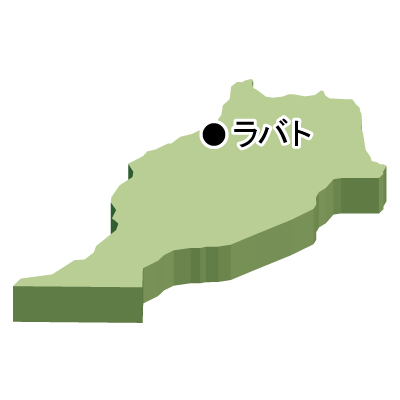 モロッコ王国無料フリーイラスト｜首都名・立体(緑)